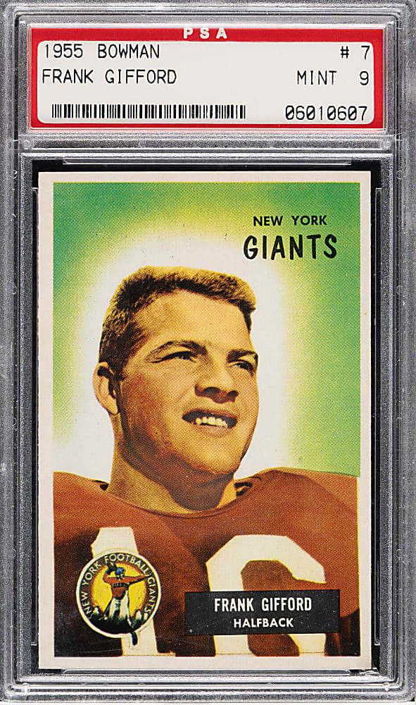 1955 Bowman Football #7 Frank Gifford PSA MINT 9 - Highest Graded!