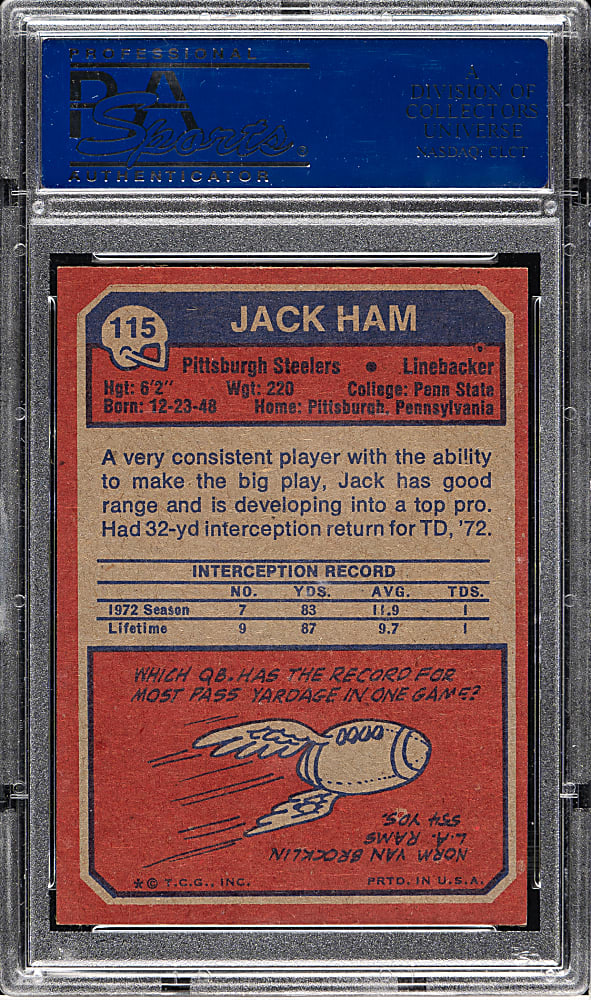 1973 Topps Football #115 Jack Ham Rookie PSA MINT 9