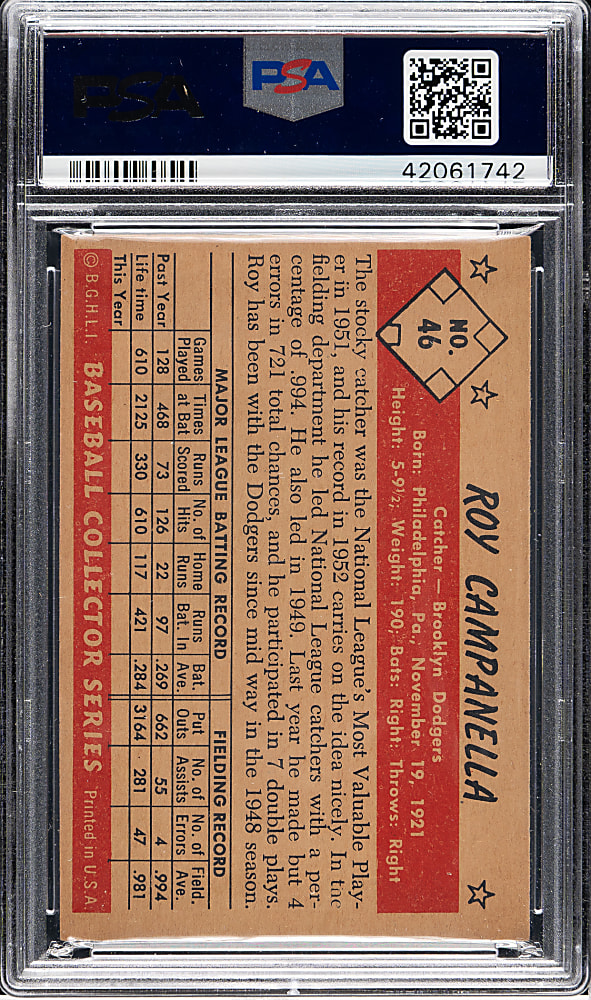 1953 Bowman Color #46 Roy Campanella PSA NM 7