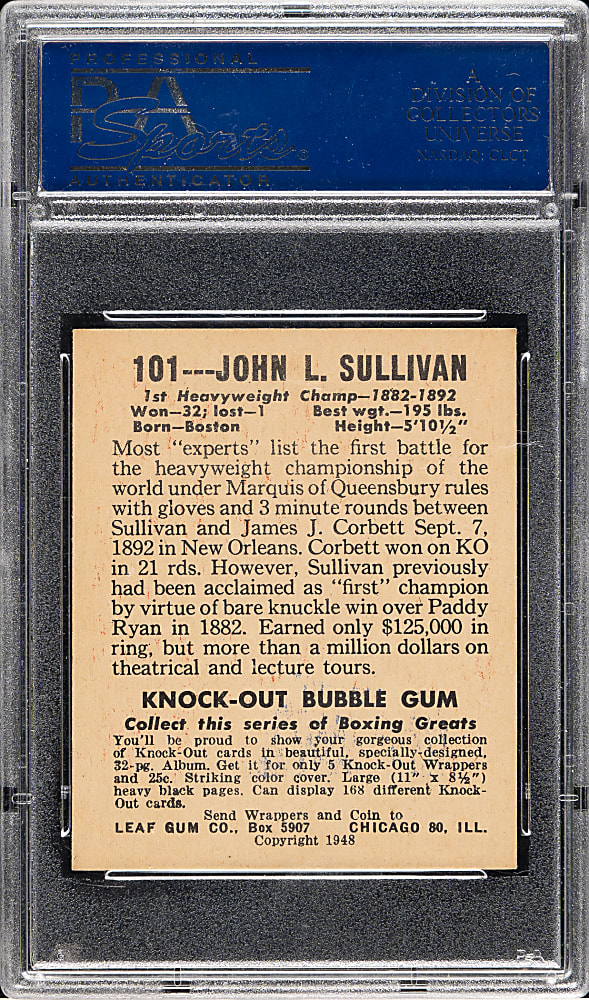 1948 Leaf Boxing #101 John Sullivan PSA NM-MT 8 - Highest Graded!