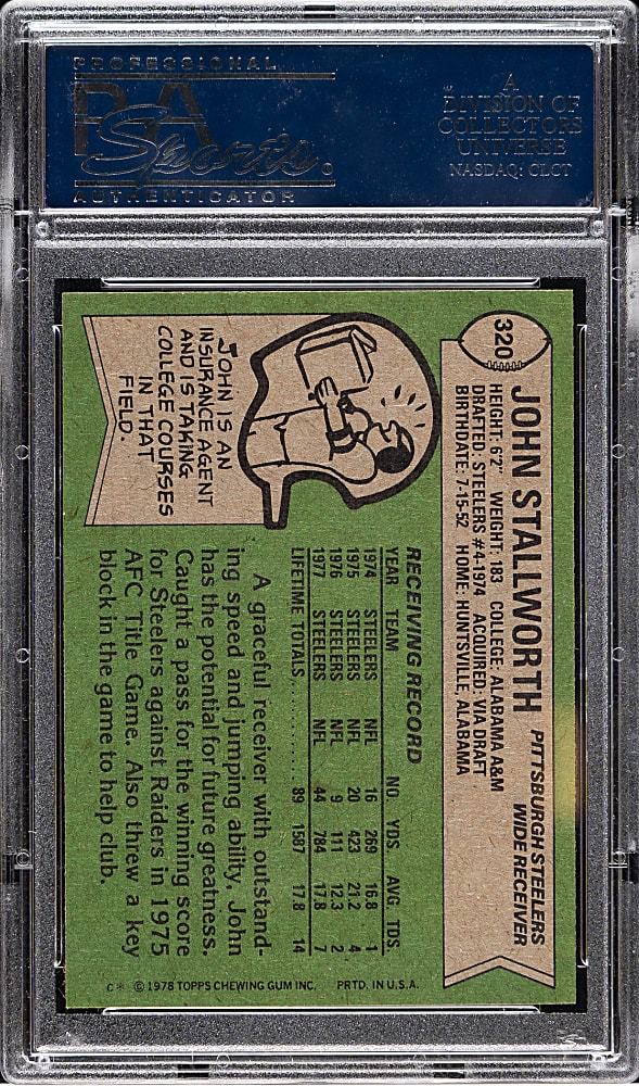1978 Topps Football #320 John Stallworth Rookie PSA GEM MINT 10