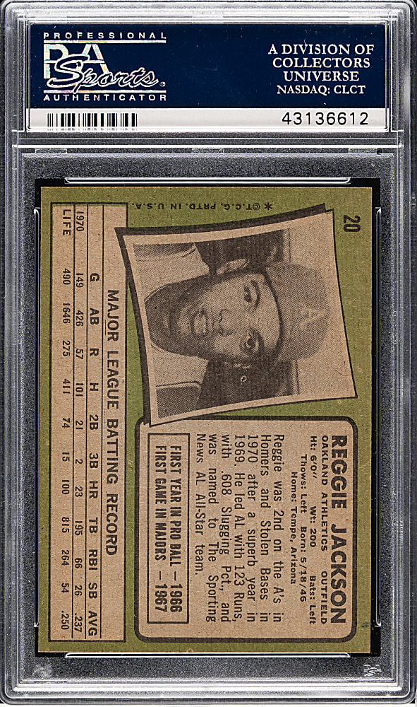 1971 Topps #20 Reggie Jackson PSA NM-MT 8