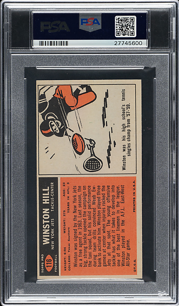 1965 Topps Football #116 Winston Hill Rookie PSA NM-MT 8