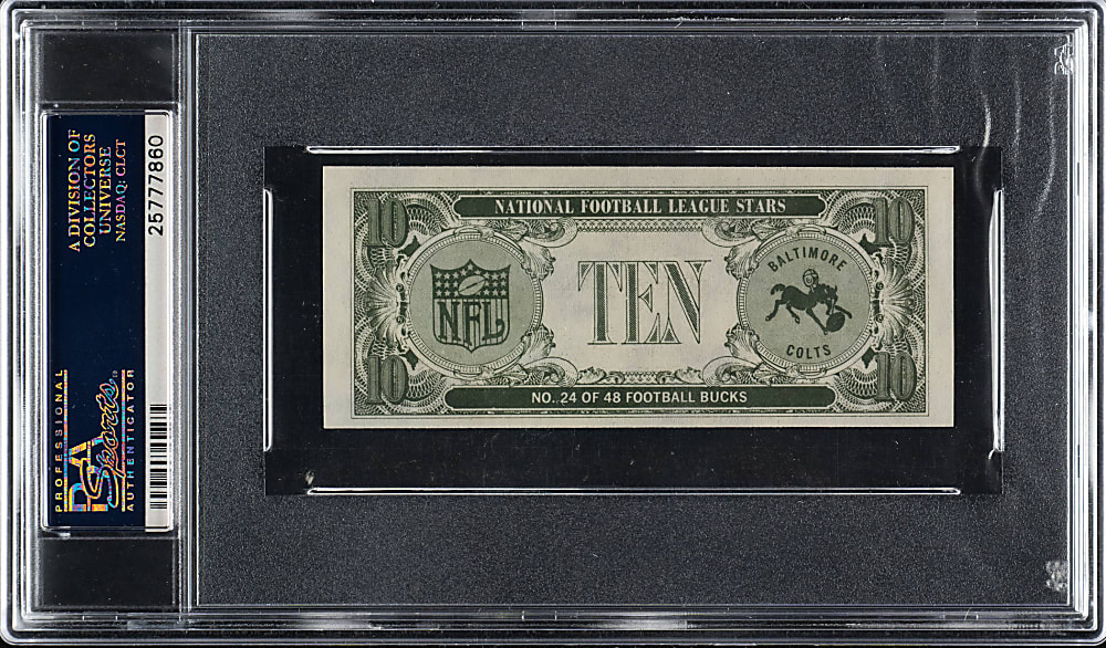 1962 Topps "Football Bucks" #24 Johnny Unitas PSA MINT 9