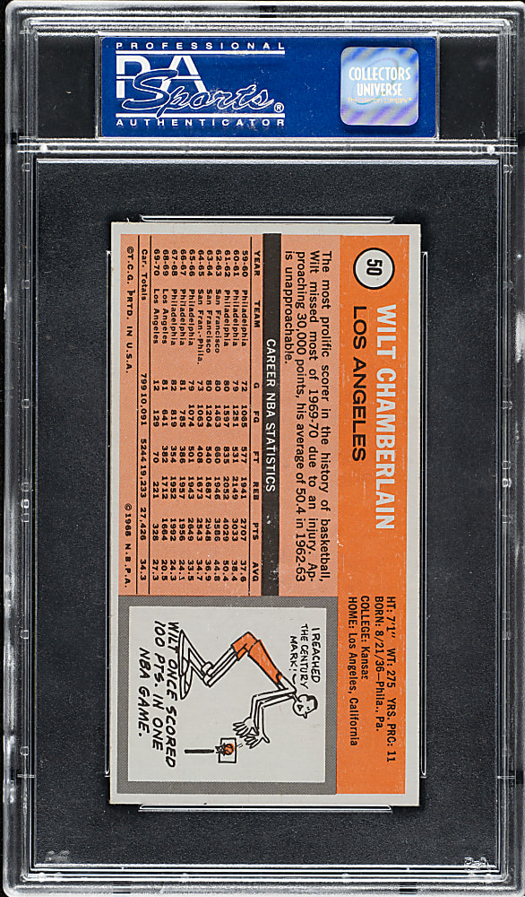 1970-1971 Topps Basketball #50 Wilt Chamberlain PSA NM-MT 8