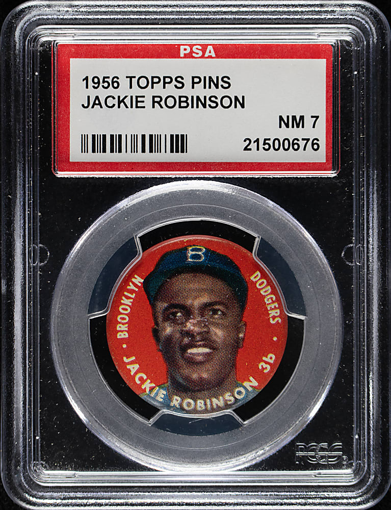 1956 Topps Pins Jackie Robinson PSA NM 7