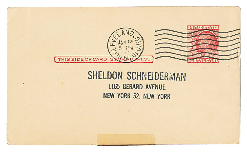 1956 Tris Speaker Signed Government Postcard - JSA