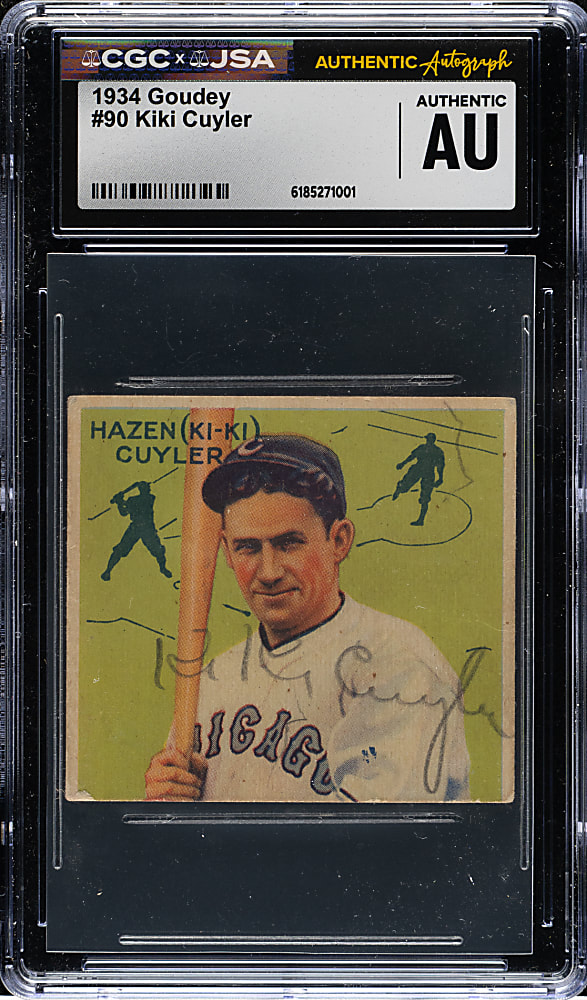 Signed 1934 R320 Goudey #90 KiKi Cuyler - CGC/JSA