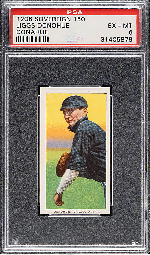 1909-1911 T206 White Border Jiggs Donohue PSA EX-MT 6 - Sovereign 150 Back - 1 of 1 - Highest Graded!