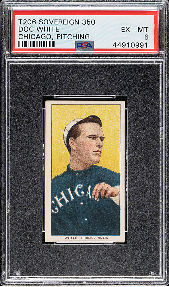 1909-1911 T206 White Border Doc White Pitching PSA EX-MT 6 - Sovereign 350 Back
