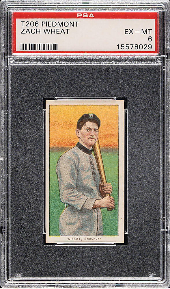 1909-1911 T206 White Border Zack Wheat Rookie PSA EX-MT 6