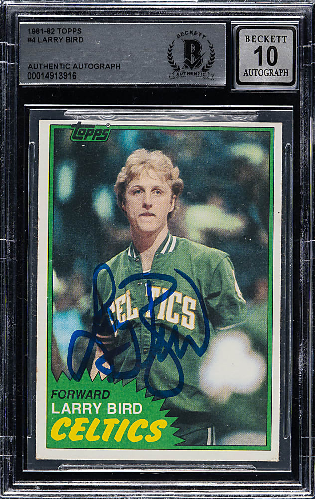 Signed 1981-1982 Topps Basketball #4 Larry Bird Beckett GEM MINT 10