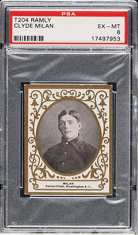 1909 T204 Ramly Tobacco Clyde Milan PSA EX-MT 6