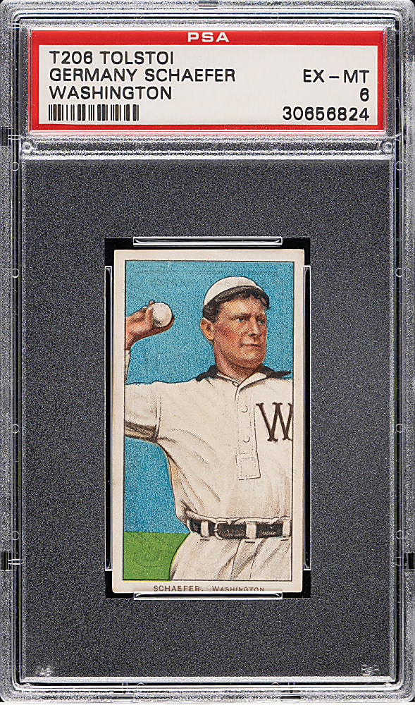 1909-1911 T206 White Border Germany Schaefer Washington PSA EX-MT 6 - Tolstoi Back - 1 of 1 - Highest Graded!