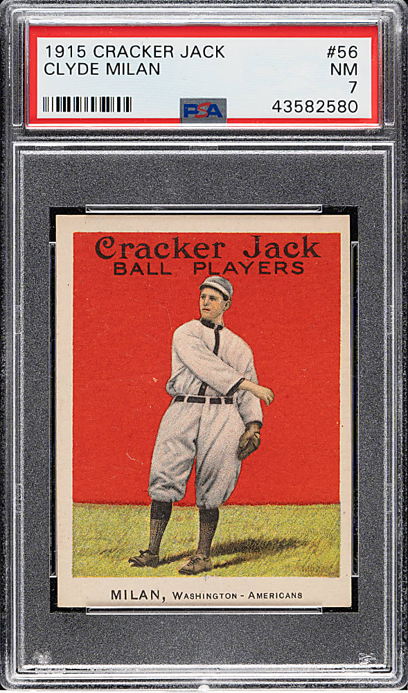 1915 E145 Cracker Jack #56 Clyde Milan PSA NM 7
