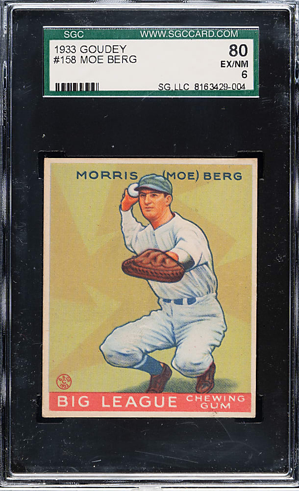 1933 R319 Goudey #158 Moe Berg SGC EX/NM 80