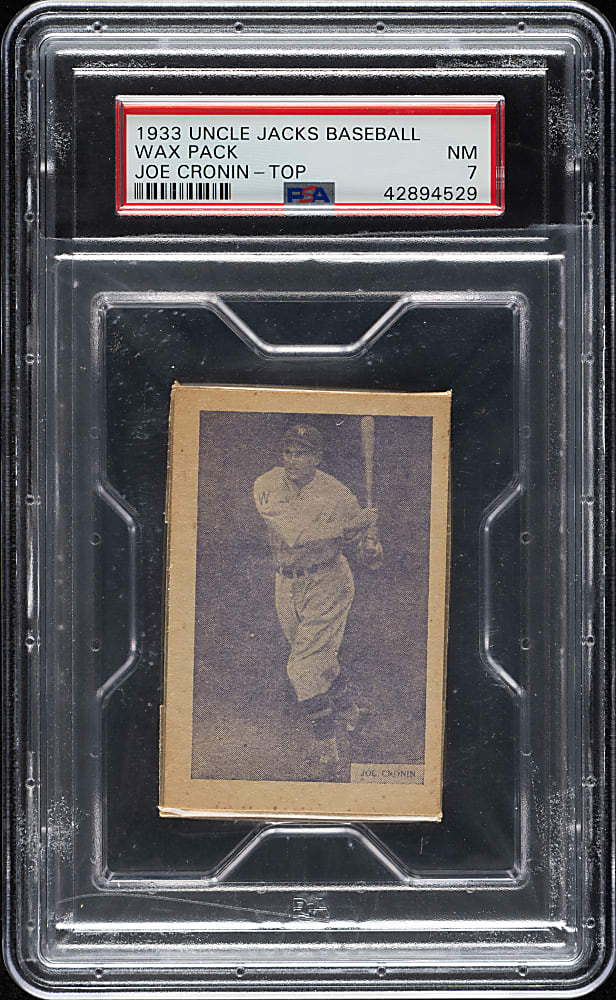 1933 Uncle Jacks Candy Unopened Wax Pack PSA NM 7 - Joe Cronin on Top - Highest Graded!