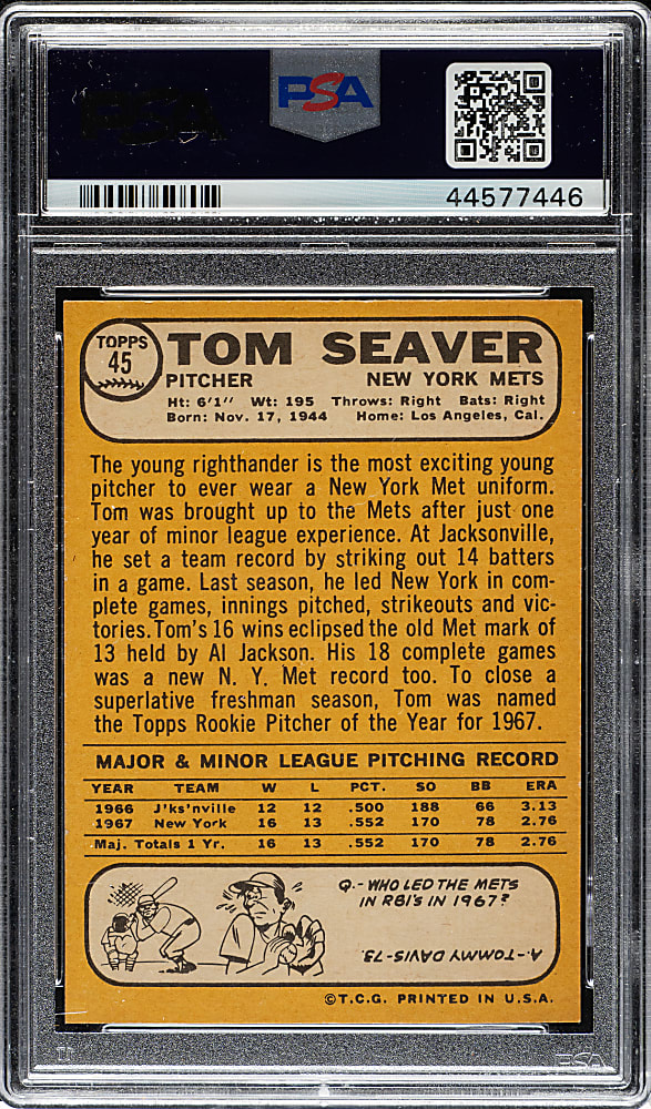1968 Topps #45 Tom Seaver PSA NM-MT 8
