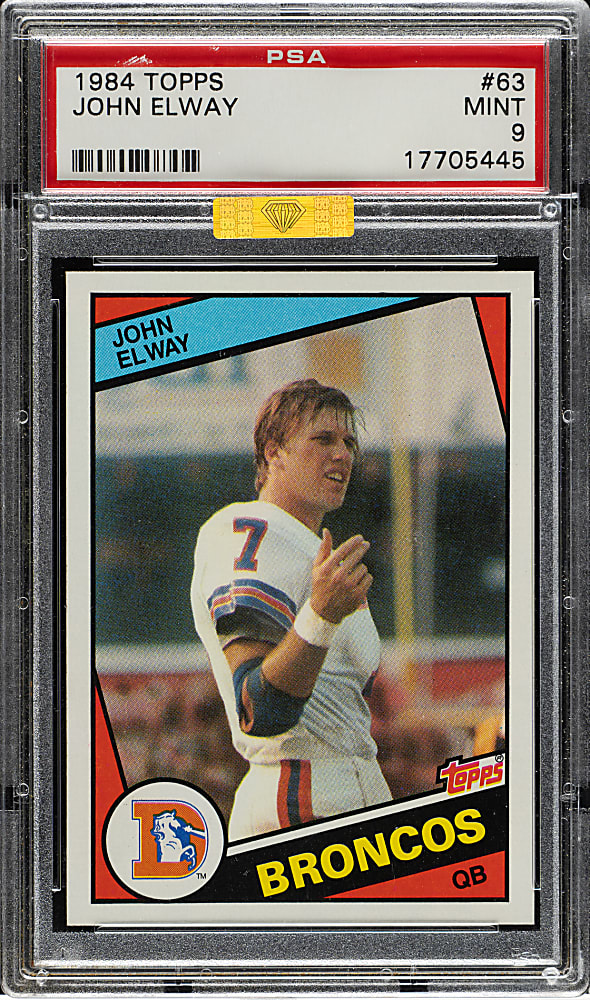 1984 Topps Football #63 John Elway Rookie PSA MINT 9 (MBA Gold Diamond)