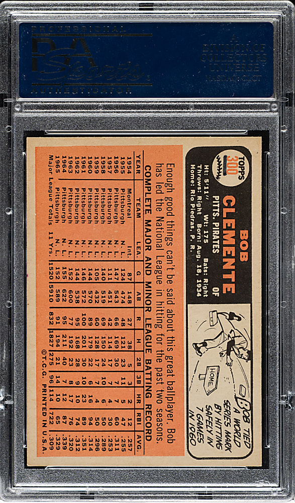 1966 Topps #300 Roberto Clemente PSA NM-MT 8
