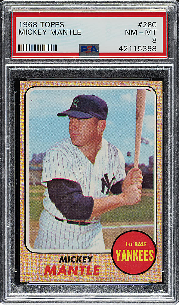 1968 Topps #280 Mickey Mantle PSA NM-MT 8