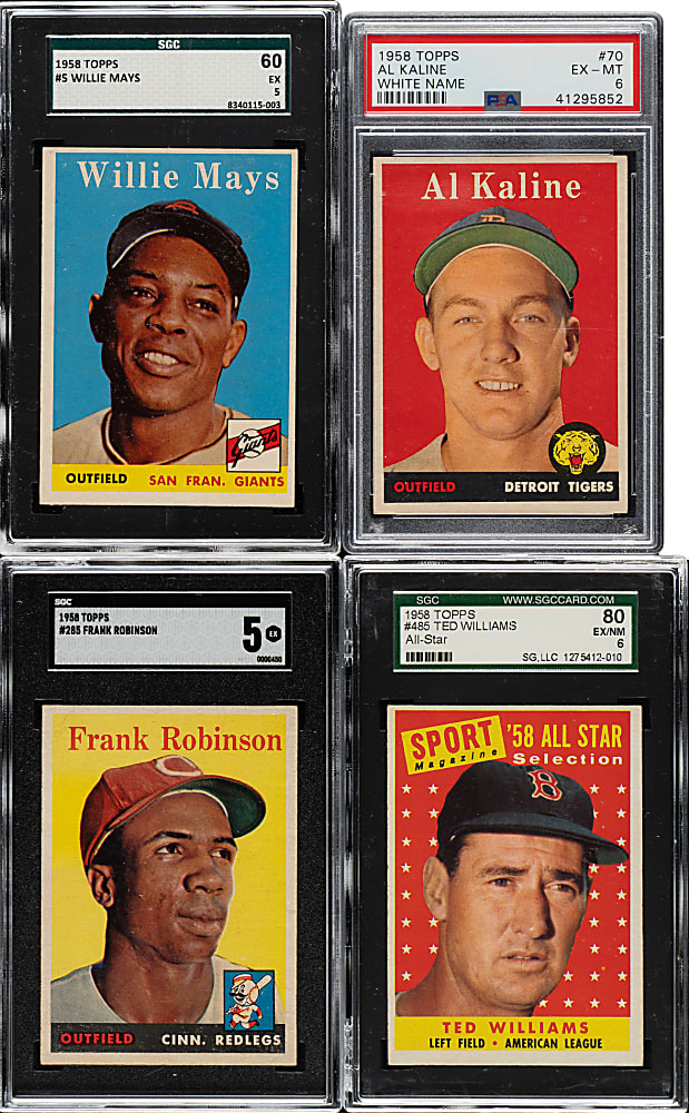 1958 Topps Collection (146) with 42 PSA- and SGC-Graded Cards Including Mays, Kaline, and Williams