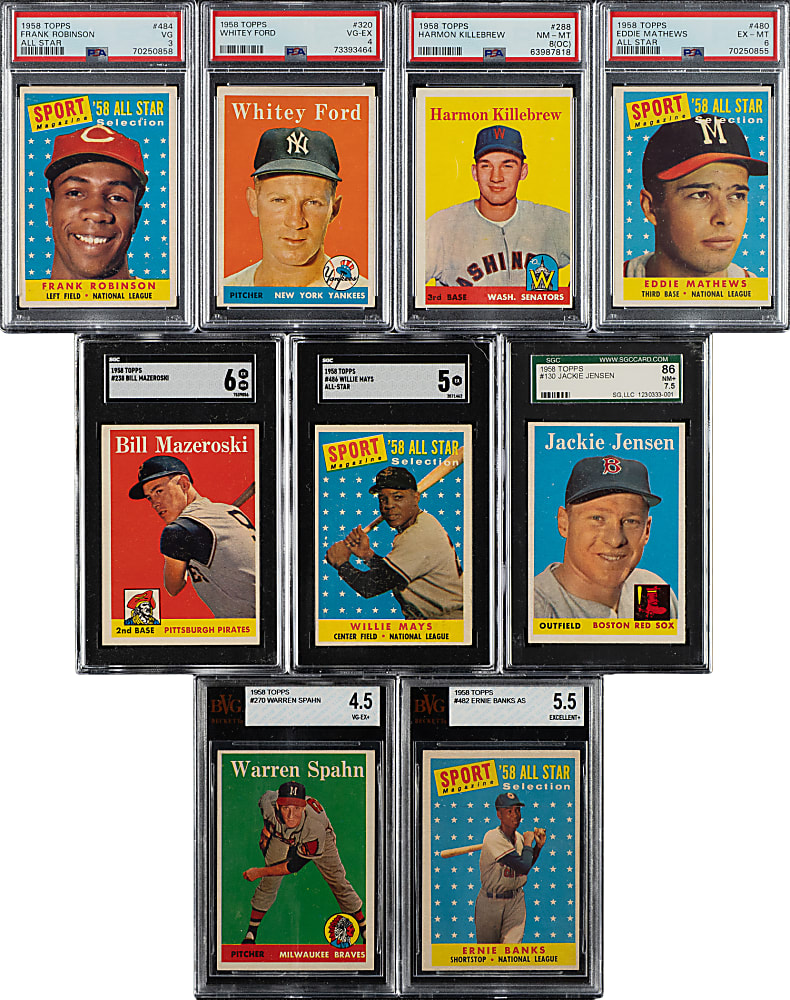 1958 Topps Collection (146) with 42 PSA- and SGC-Graded Cards Including Mays, Kaline, and Williams