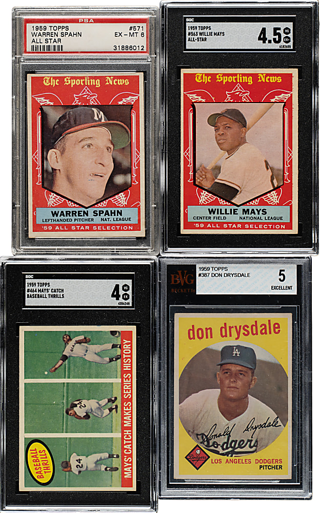 1959 Topps PSA- and BVG-Graded Collection (50) Including Mays, Spahn, and Drysdale