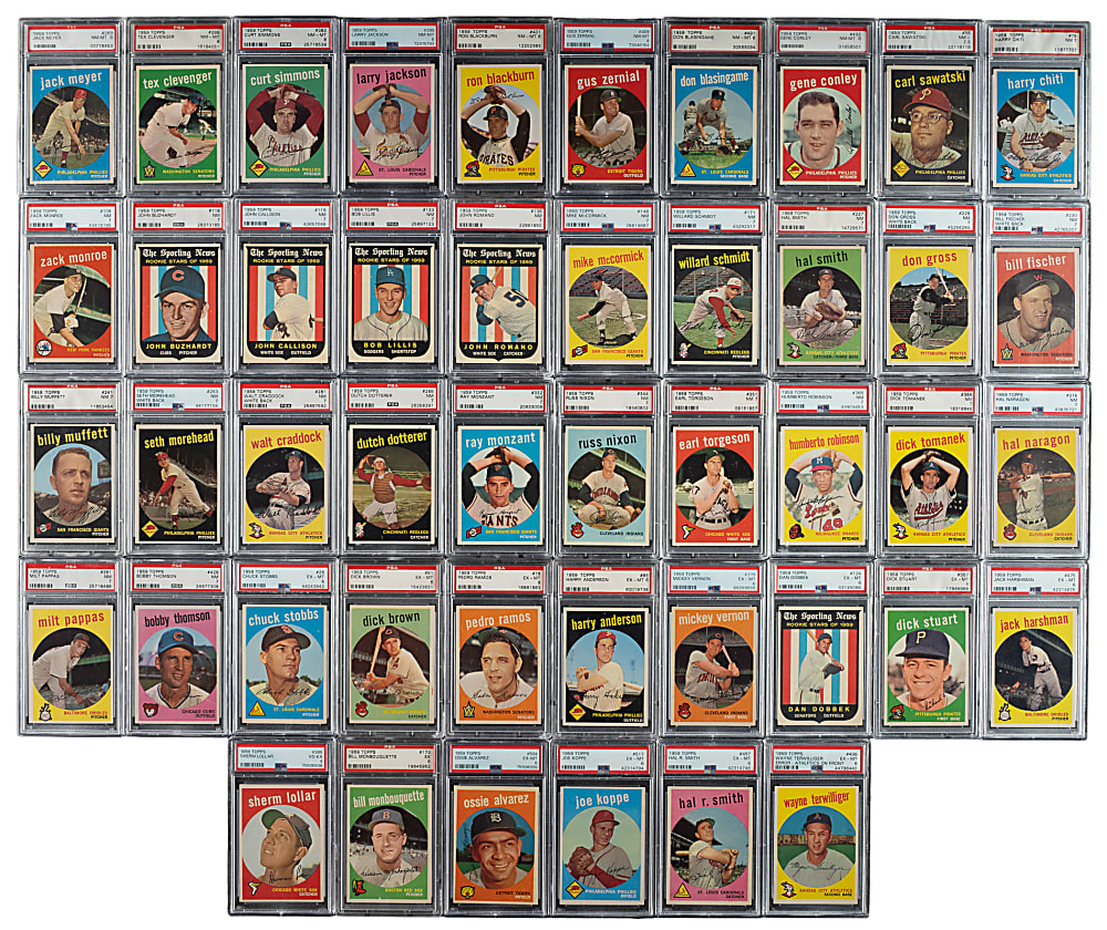 1959 Topps PSA- and BVG-Graded Collection (50) Including Mays, Spahn, and Drysdale