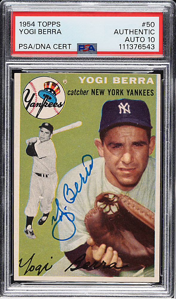Signed 1954 Topps #50 Yogi Berra PSA/DNA GEM MINT 10