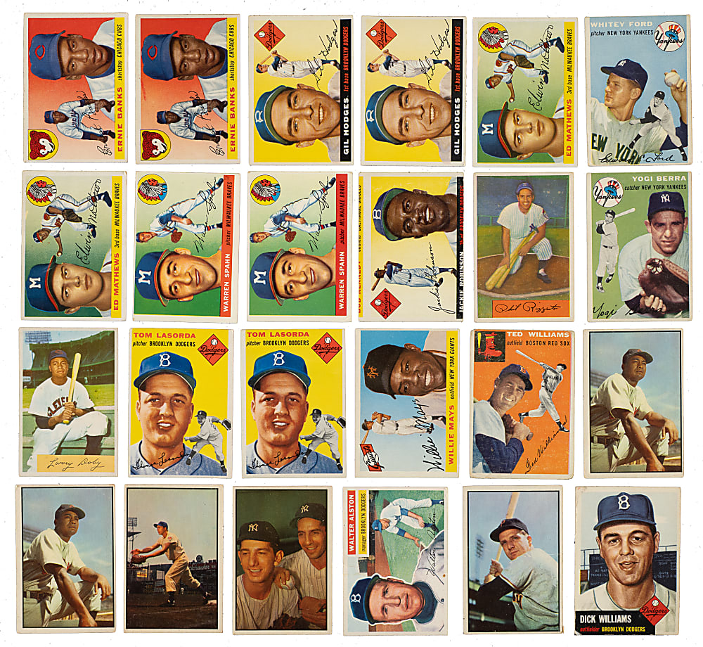 1951 to 1956 Topps and Bowman Shoebox Collection (407) Including 33 Hall of Famers