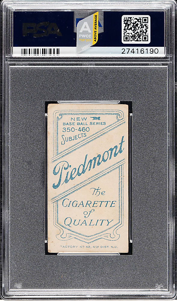 1909-1911 T206 White Border Hal Chase Portrait Blue Background PSA GOOD 2 - Piedmont "Factory 42" Back