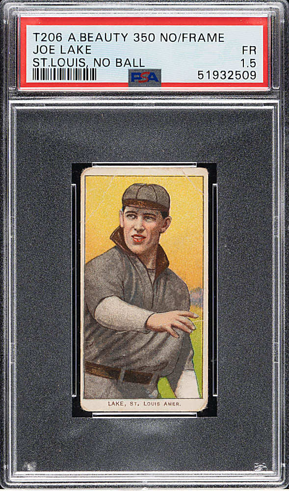 1909-1911 T206 White Border Joe Lake St. Louis, No Ball in Hand PSA FAIR 1.5 - American Beauty 350 Back