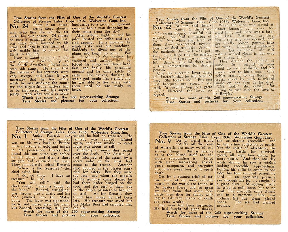 1936 R144 "Strange True Stories" Complete Set (24) Plus Wrapper