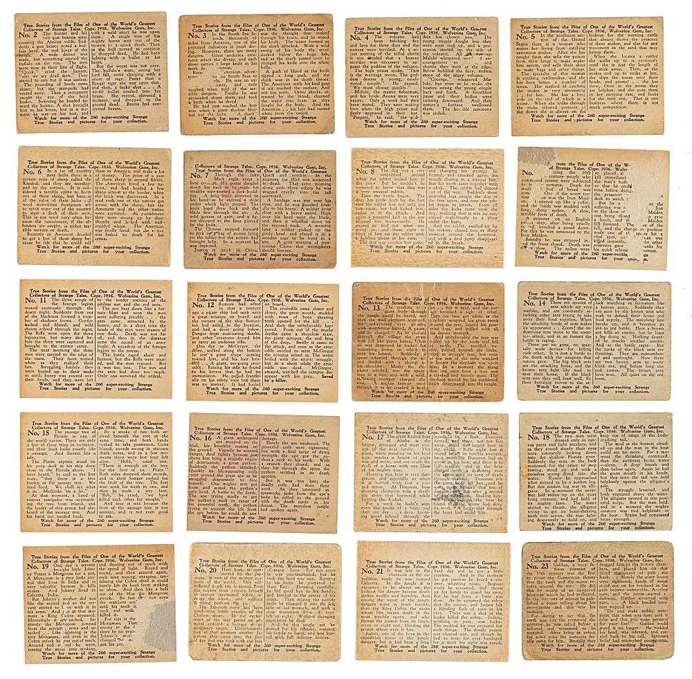 1936 R144 "Strange True Stories" Complete Set (24) Plus Wrapper