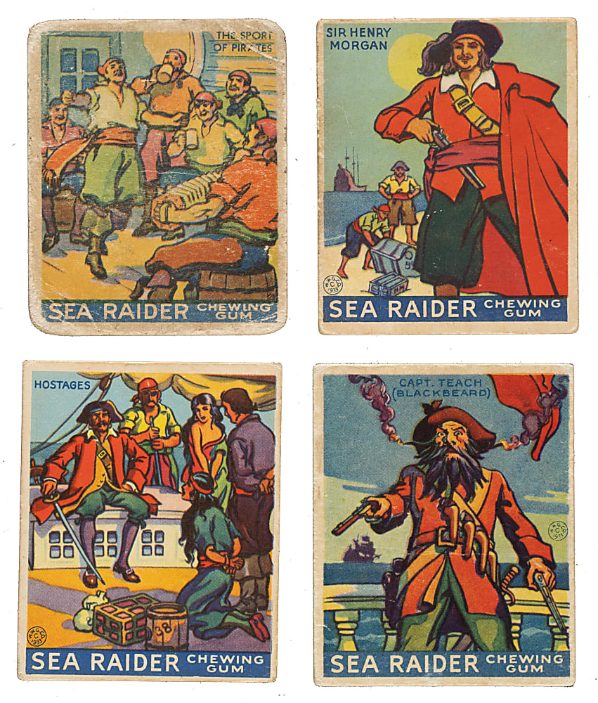 1933 R124 World Wide Gum (Canadian Goudey) "Sea Raiders" Complete Low-Number Set (24) Plus Wrapper and Five High-Numbers