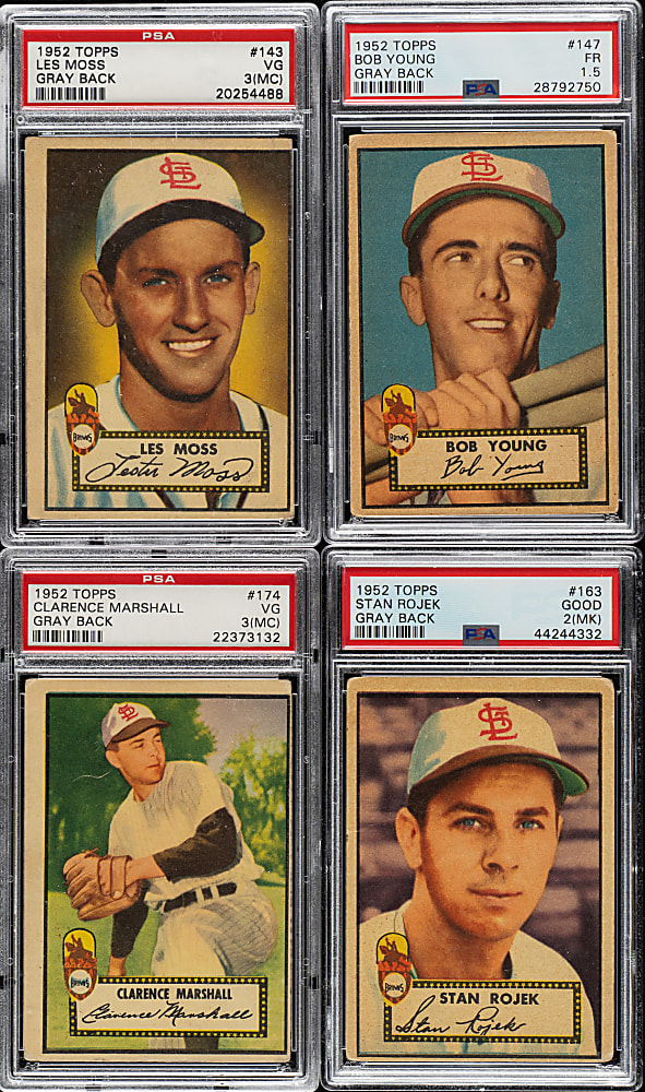 1952 Topps "Canadian" Gray Back St. Louis Browns PSA-Graded Complete Team Set (6)