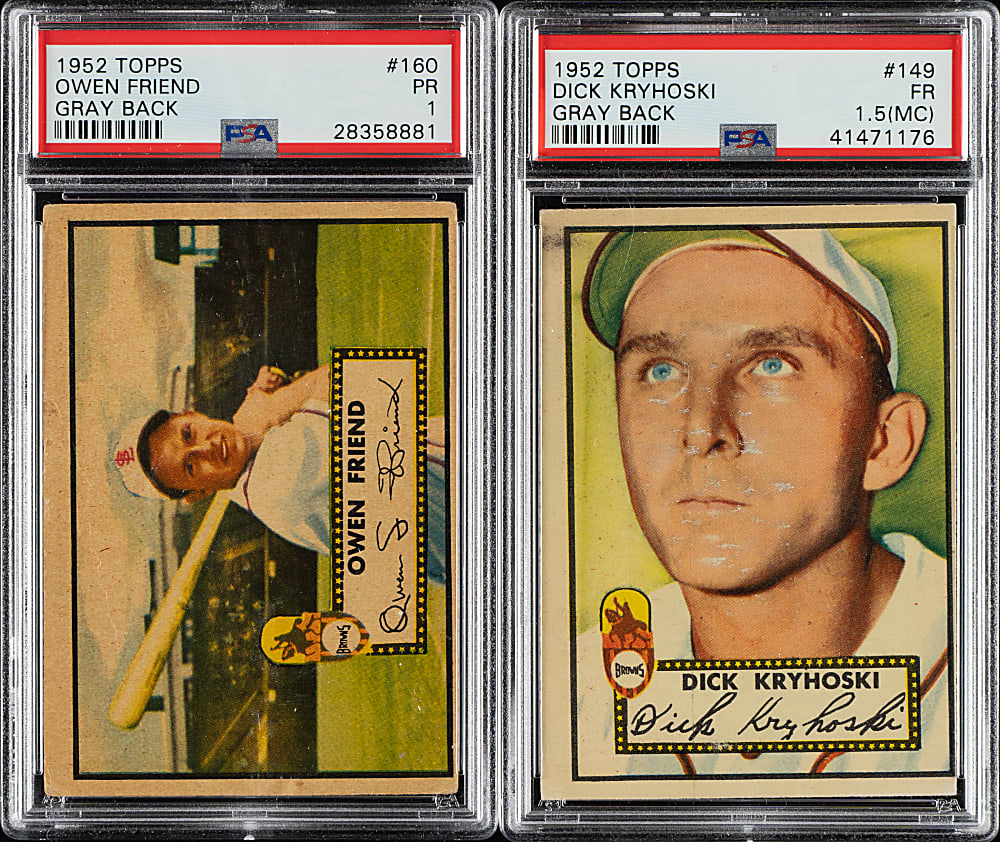 1952 Topps "Canadian" Gray Back St. Louis Browns PSA-Graded Complete Team Set (6)