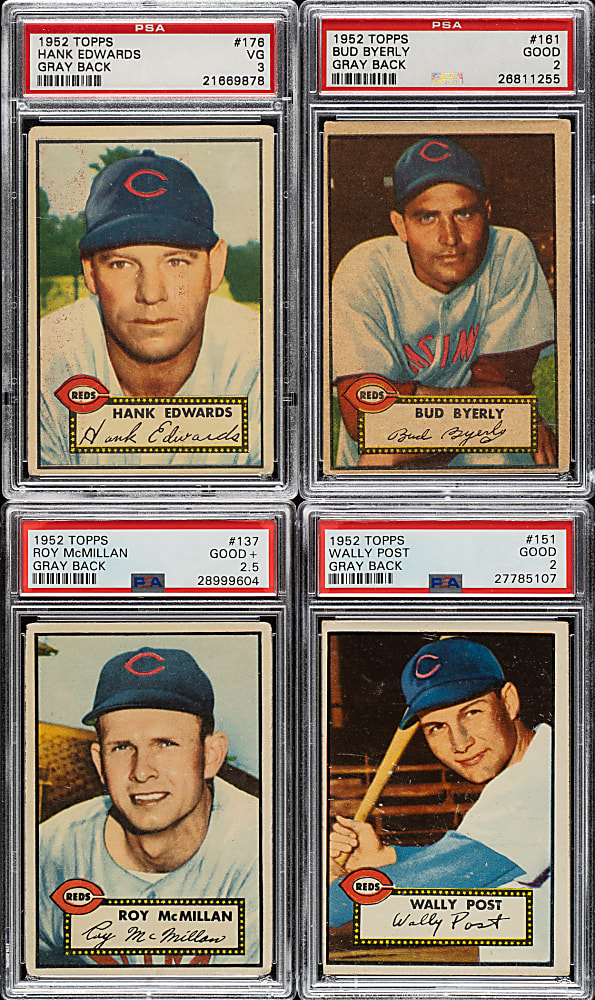 1952 Topps "Canadian" Gray Back Cincinnati Reds PSA-Graded Complete Team Set (10)