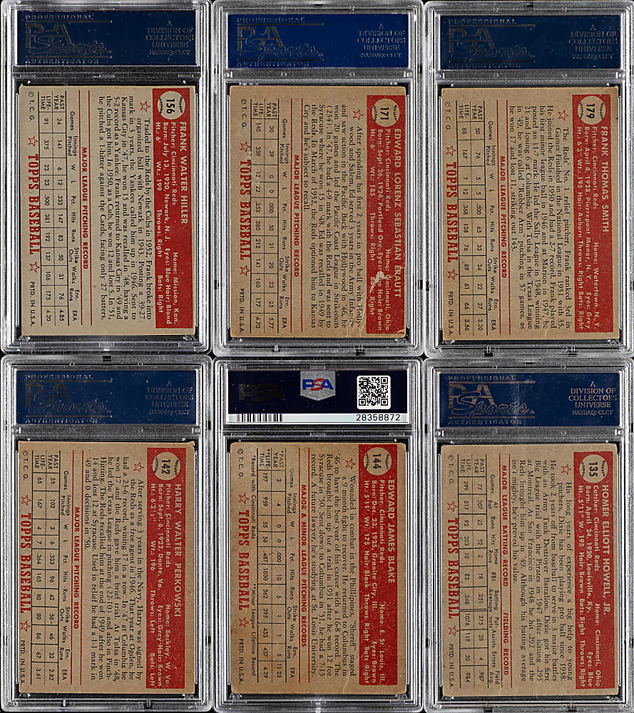 1952 Topps "Canadian" Gray Back Cincinnati Reds PSA-Graded Complete Team Set (10)