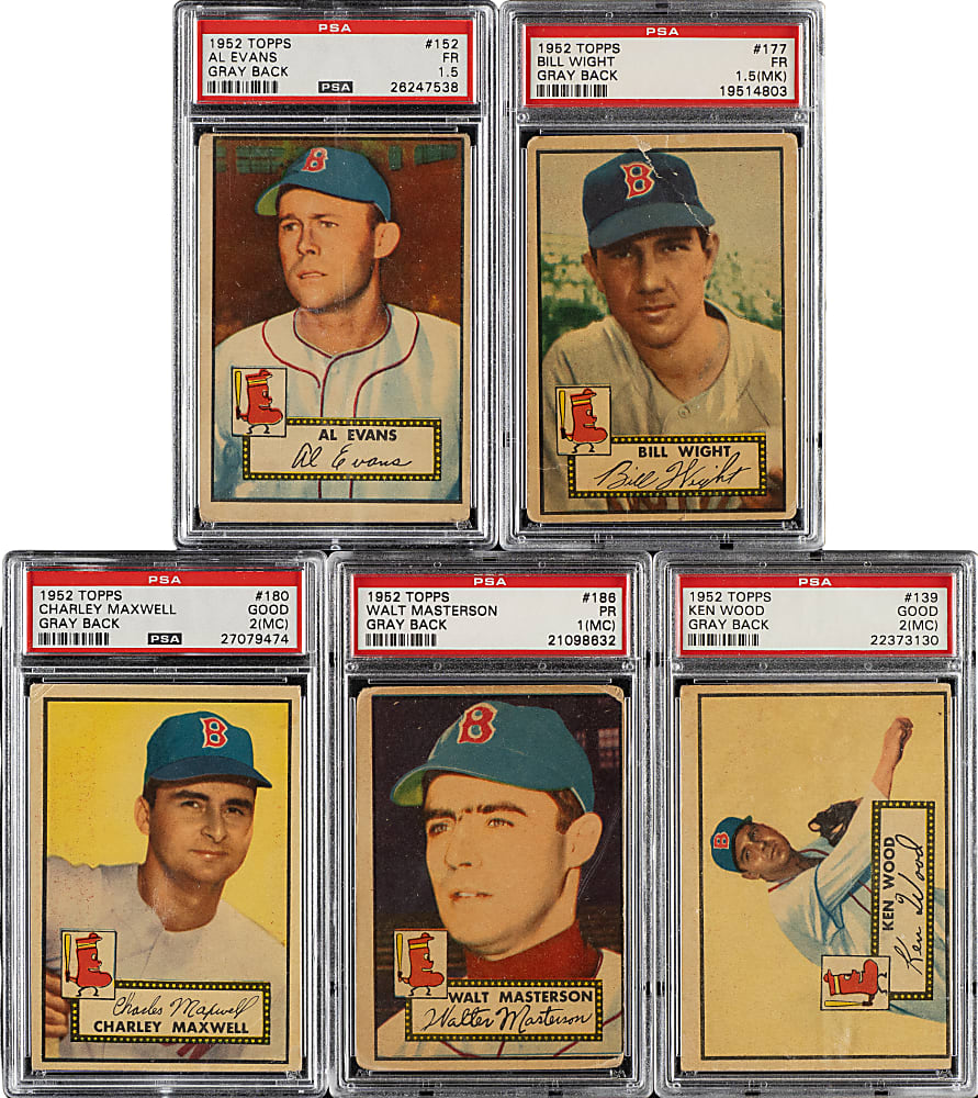 1952 Topps "Canadian" Gray Back Boston Red Sox PSA-Graded Complete Team Set (5)