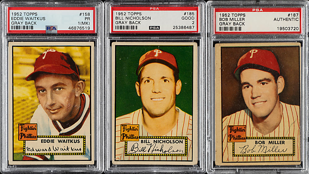 1952 Topps "Canadian" Gray Back Philadelphia Phillies PSA-Graded Complete Team Set (3)