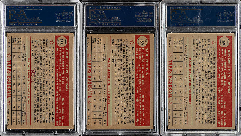 1952 Topps "Canadian" Gray Back Chicago White Sox PSA-Graded Complete Team Set (3)