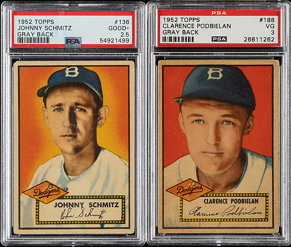 1952 Topps "Canadian" Gray Back Brooklyn Dodgers PSA-Graded Complete Team Set (2)