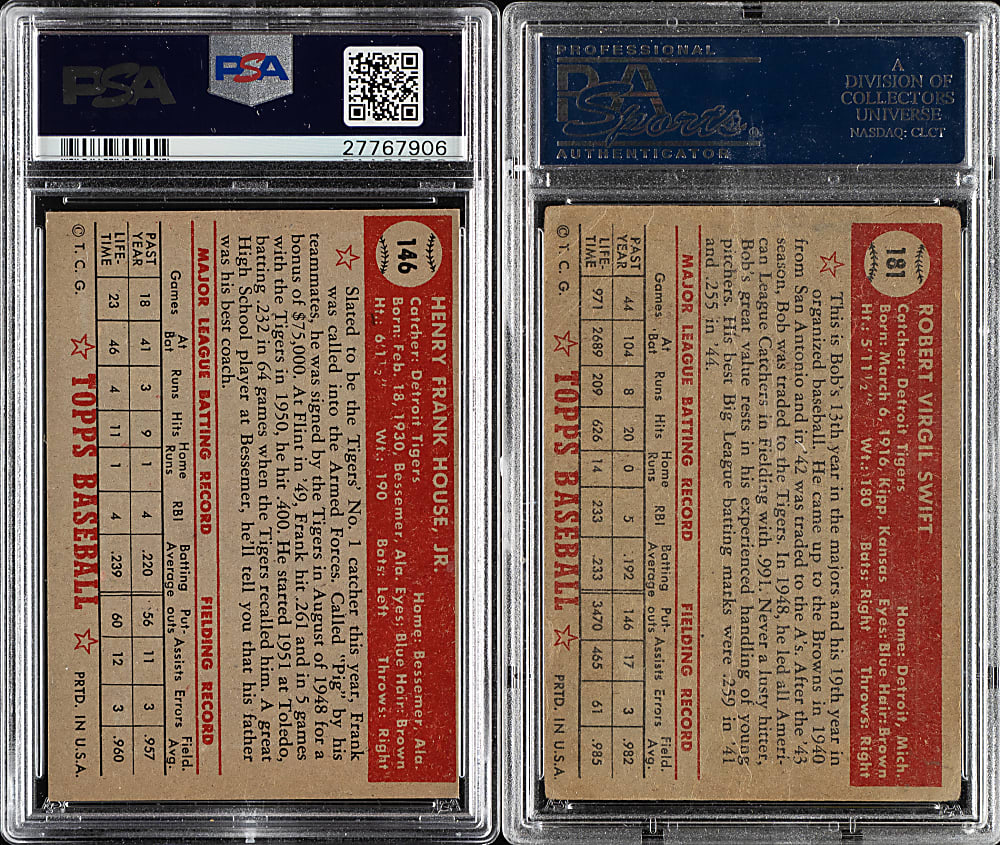 1952 Topps "Canadian" Gray Back Detroit Tigers PSA-Graded Complete Team Set (2)