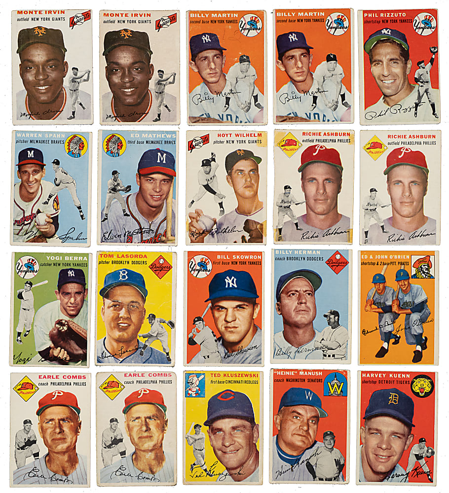 1954 Topps Collection (230) with 17 Hall of Famers Including Williams, Berra, and Lasorda Rookie
