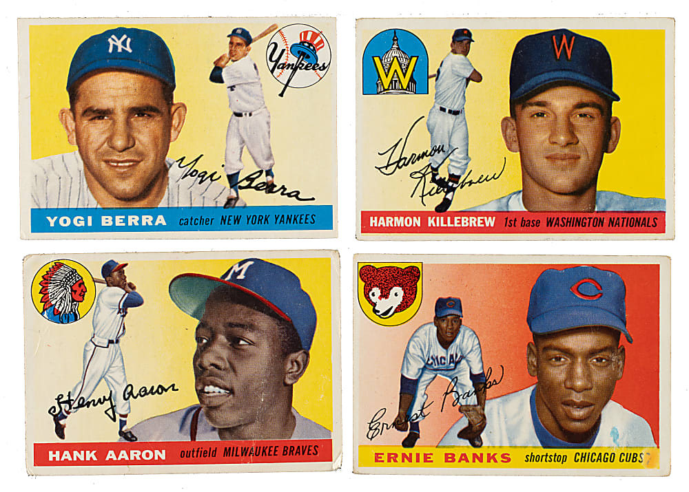 1955 Topps Near-Complete Set (190/206) Plus 15 Duplicates Including Aaron, Banks, and Killebrew Rookie