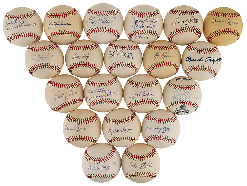 1960 to 1969 San Francisco Giants Pitchers Single-Signed Baseball Collection (24) Including Spahn, Marichal, Maranda, Murakami, Sadecki, and Monbouquette