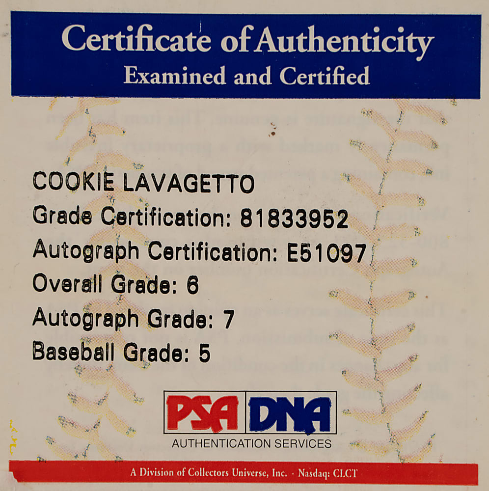 Cookie Lavagetto Single-Signed Baseball - PSA/DNA