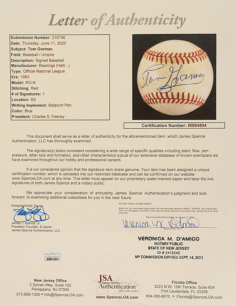 1930s New York Giants Single-Signed Baseball Collection (17) Including Myatt, Demaree, Hayworth, E. Allen, and O'Farrell - JSA and PSA/DNA